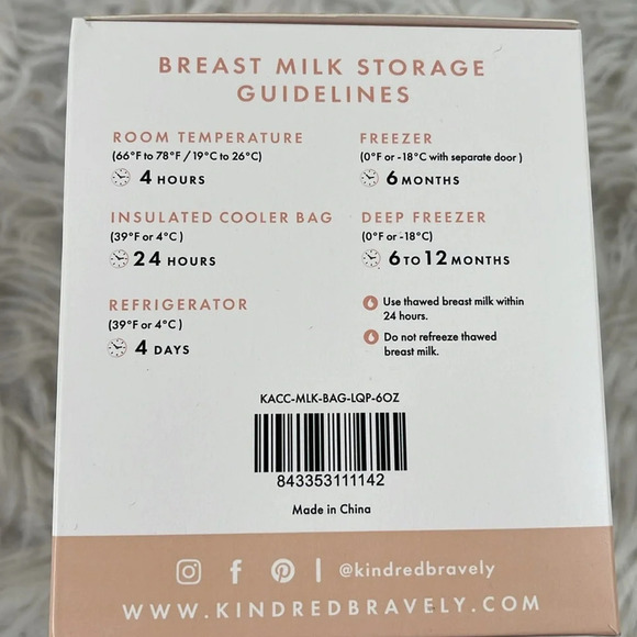 Kindred Bravely Breast Milk Storage Bags BPA Free Pre-Sterilized 6 OZ 100 Count - Picture 6 of 9